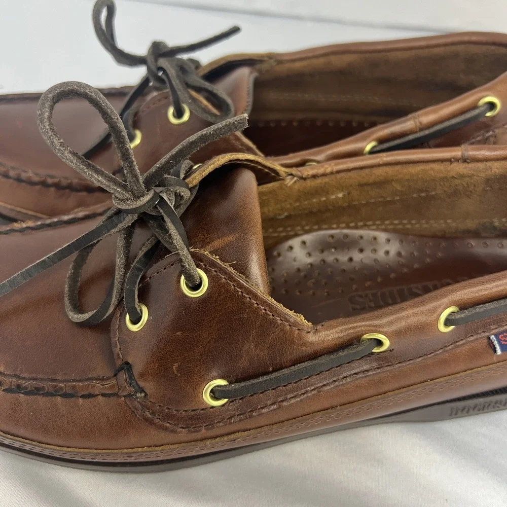 Sebago Schooner Docksides Men's Leather Boat Shoes 7.5 M Brown 75943